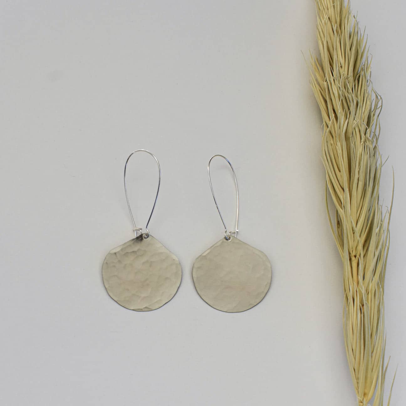 Moon Drop Hammered Metal Earrings