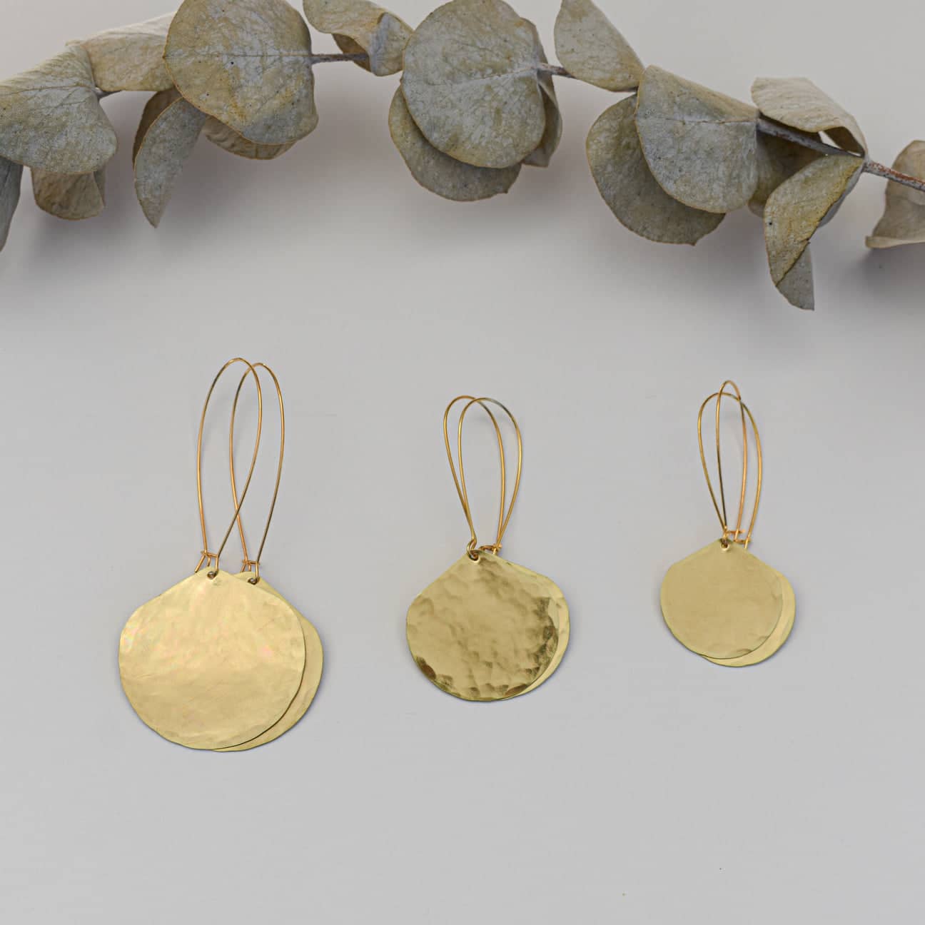 Moon Drop Hammered Metal Earrings