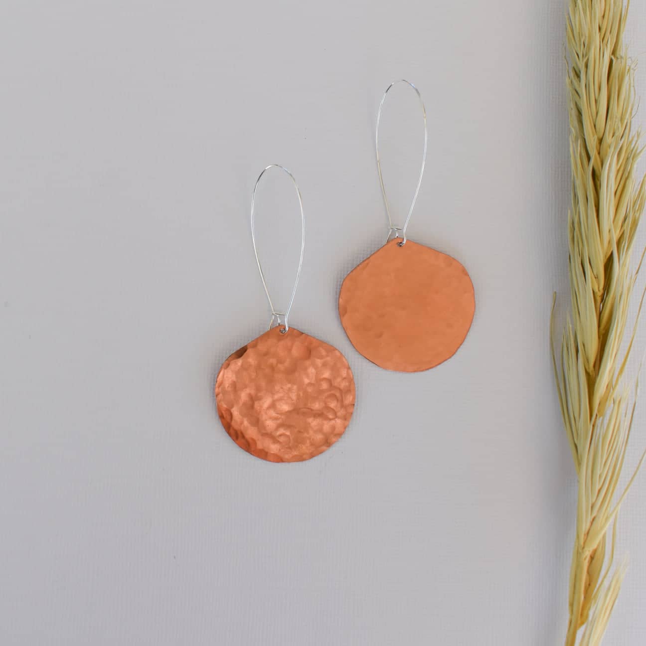 Moon Drop Hammered Metal Earrings