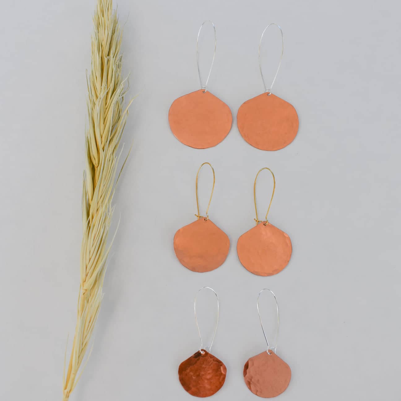 Moon Drop Hammered Metal Earrings