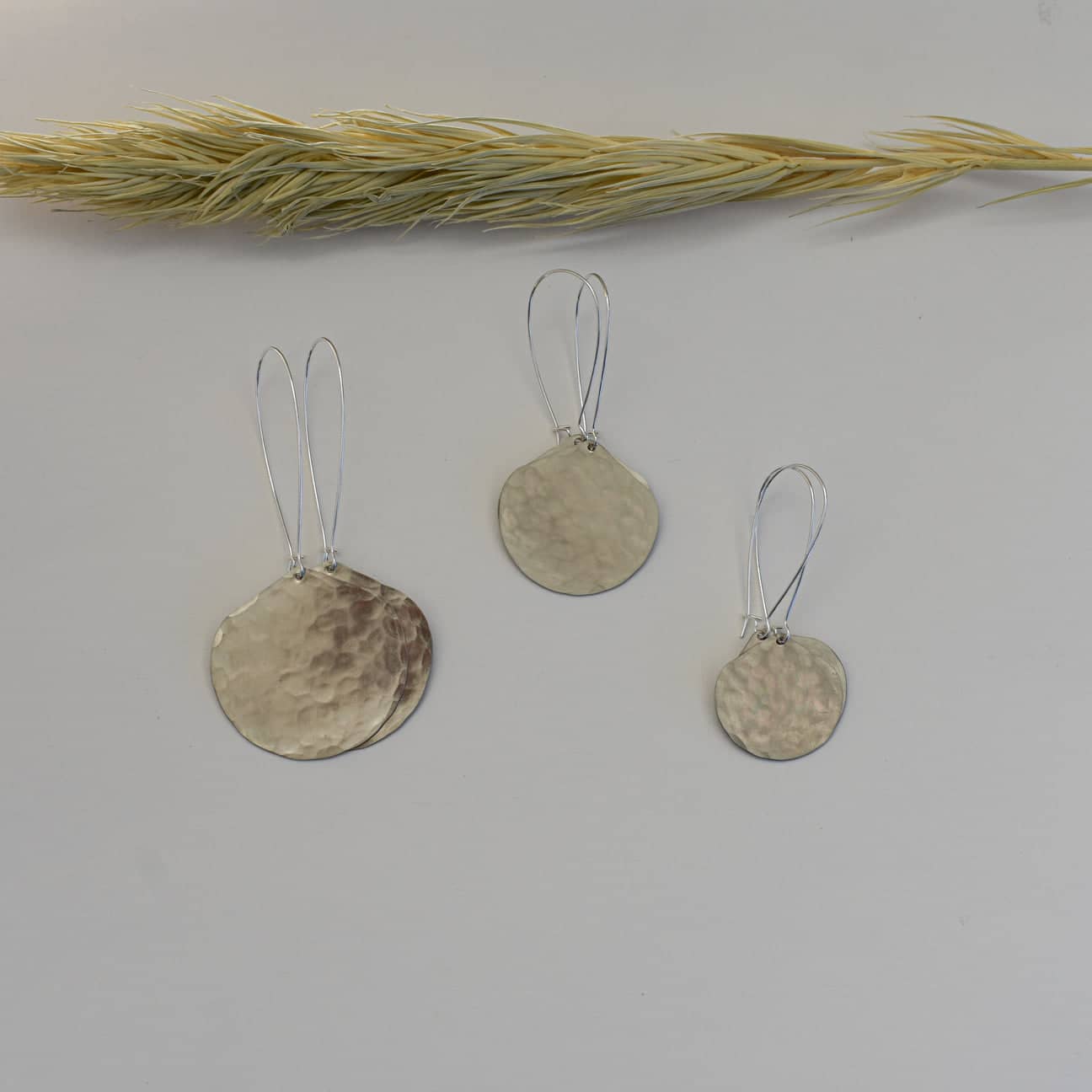 Moon Drop Hammered Metal Earrings