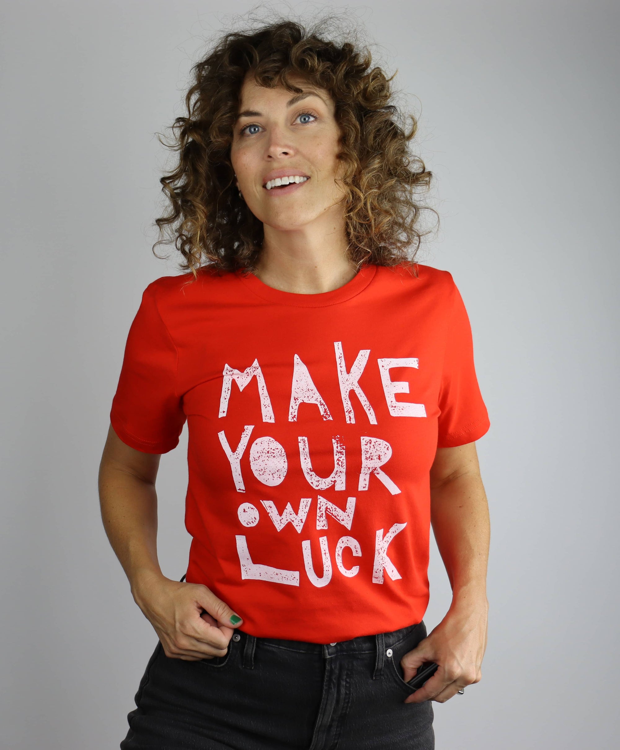 Make Your Own Luck Unisex 100% Cotton Tee in Poppy Red
